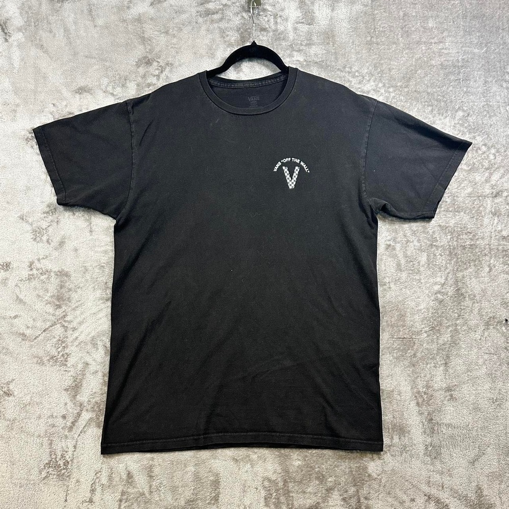 Vans Off The Wall Checkerboard Logo T-Shirt Black Size‎ Skate Streetwear Tee